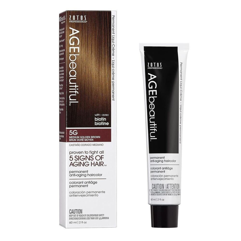 AGEbeautiful Hair Color Dye 5G Medium Golden Brown Permanent Anti-Aging Cream